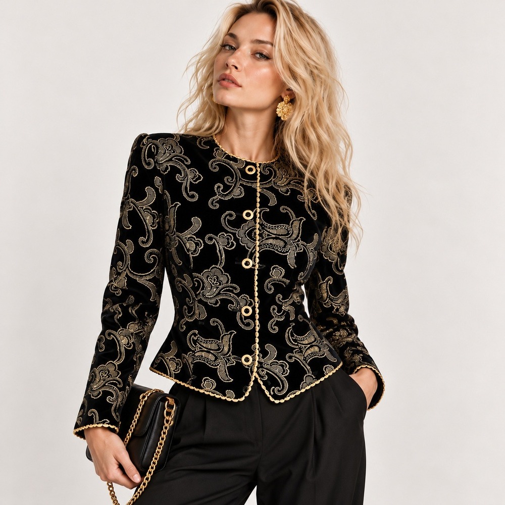 Vintage Caron Components Velvet Evening Jacket Size 8